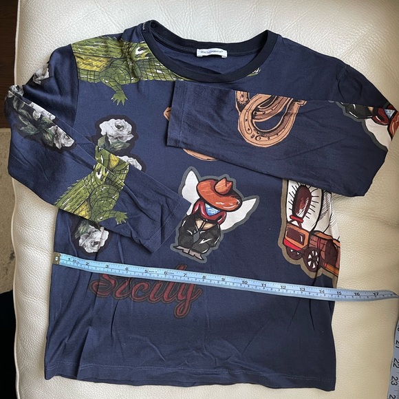 Dolce and Gabbana Navy Blue Long Sleeve Shirt (Unisex) US 7/8 - Picture 4 of 8